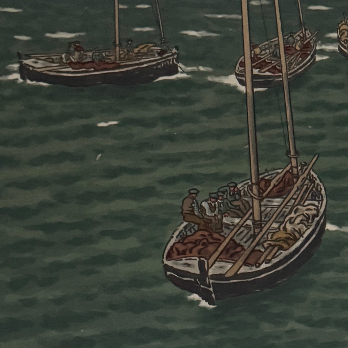 Lithograph By Henri Rivière: Boats At Anchor In Tréboul-photo-1