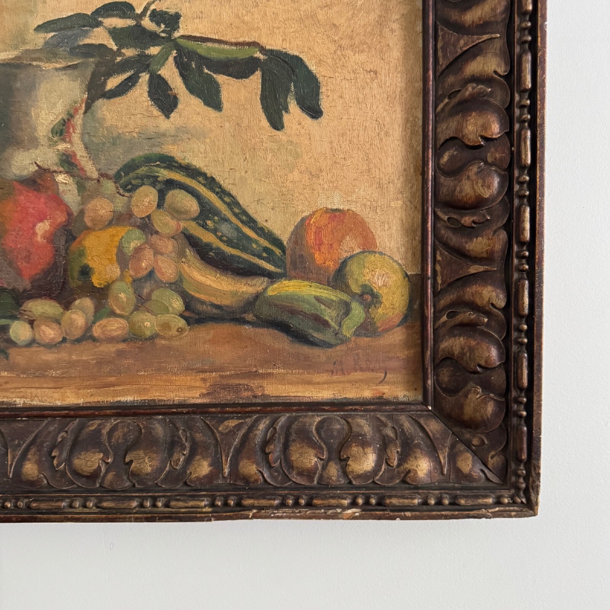 Oil On Canvas By M. Rery, Still Life With Fruits And Vegetables, 20th Century-photo-4