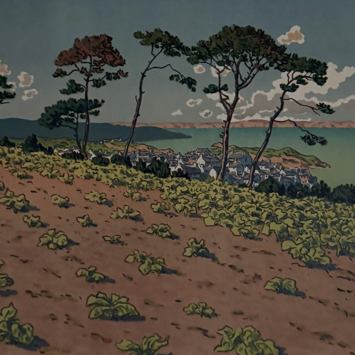 Lithograph By Henri Rivière, Douarnenez Seen From Ris-photo-1