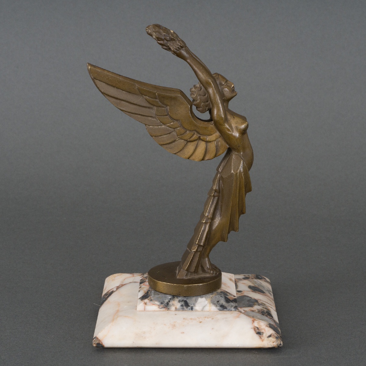 Mascot Glory By H. Molins, 1930, Bronze With Brown Patina, Marble-photo-4