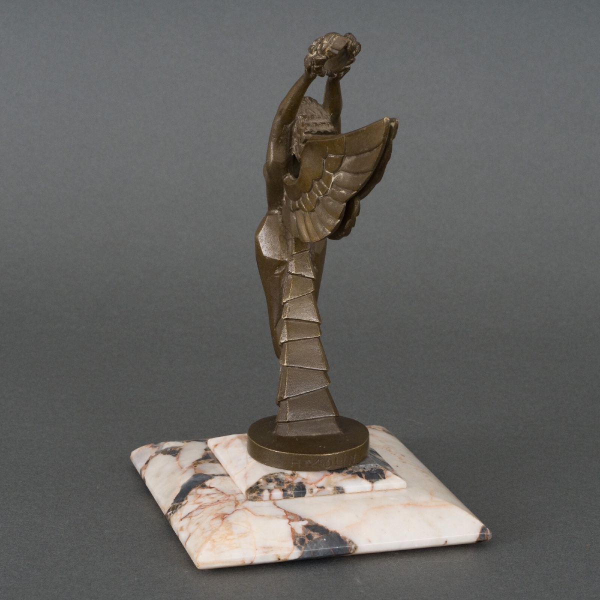 Mascot Glory By H. Molins, 1930, Bronze With Brown Patina, Marble-photo-2