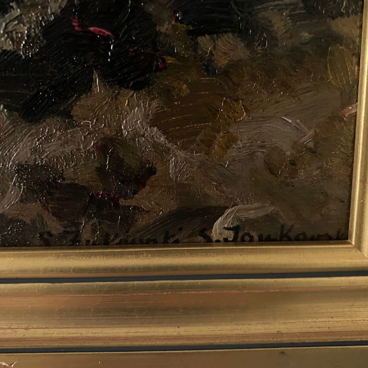 Huile sur carton par Stanislaw Zukowski ruisseau sous-bois-photo-4