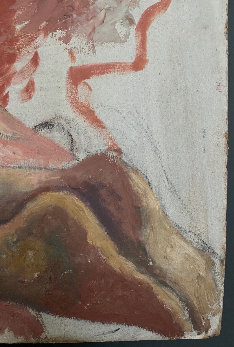 Portrait Of Reclining Nude Women, Studio Of Guillot Rafaillac, Oil On Panel, 20th Century-photo-3