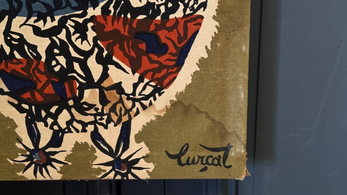 Tapestry Panel On Cotton By Lurçat, 1960, Aquarium Decoration-photo-2