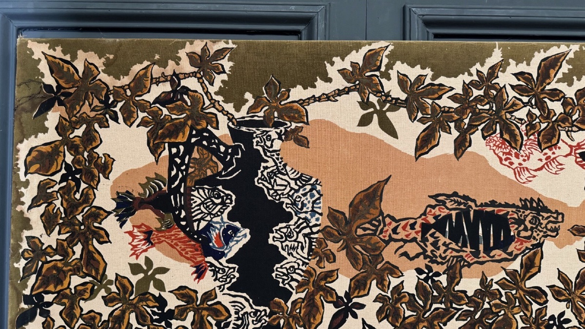 Tapestry Panel On Cotton By Lurçat, 1960, Aquarium Decoration-photo-4