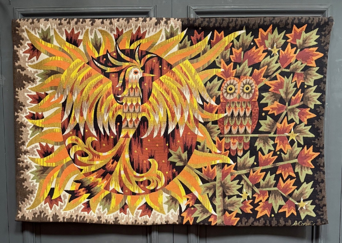 Tapisserie à l'oiseau par A. Cornic XXe
