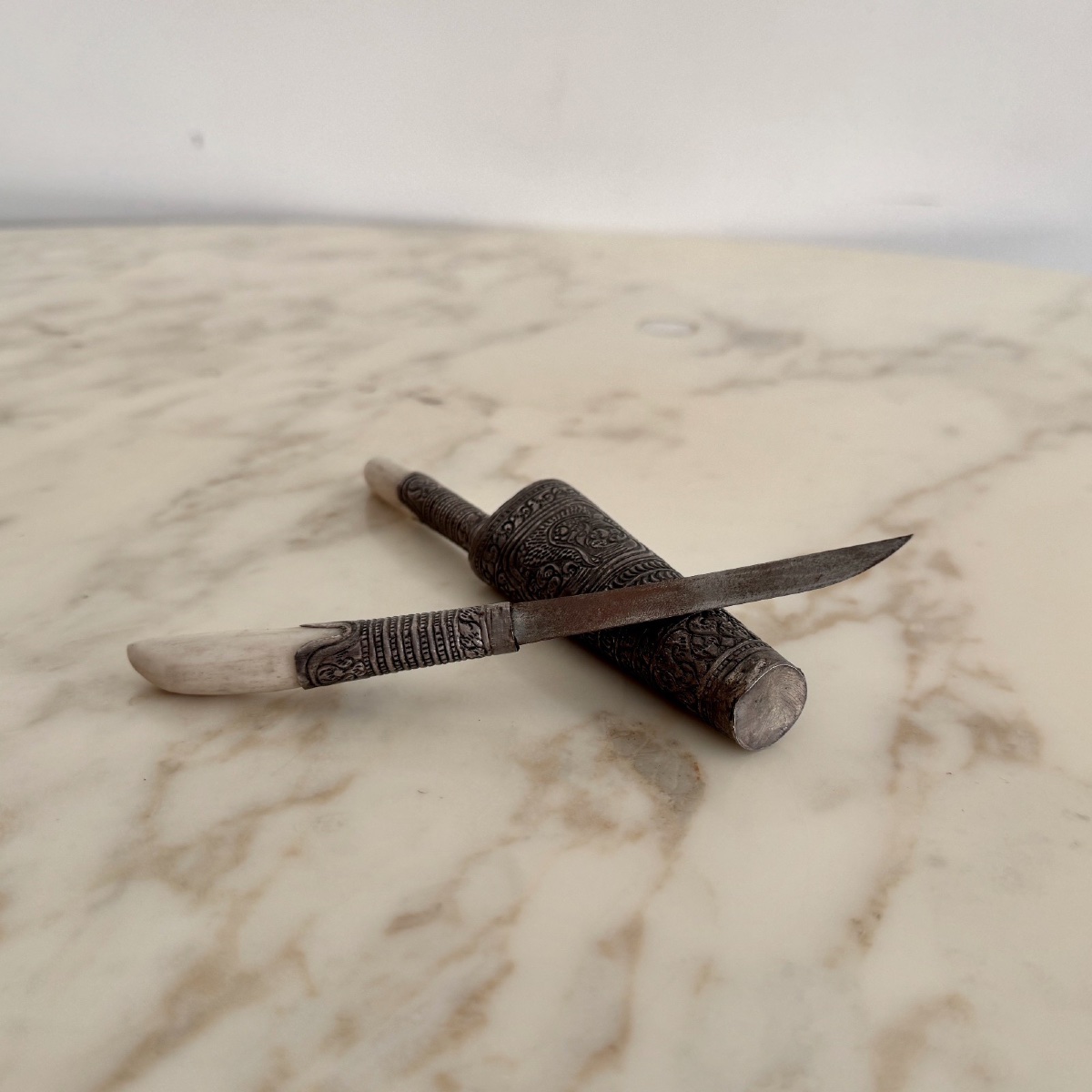 Double couteau en argent Laos Thaïlande-photo-2