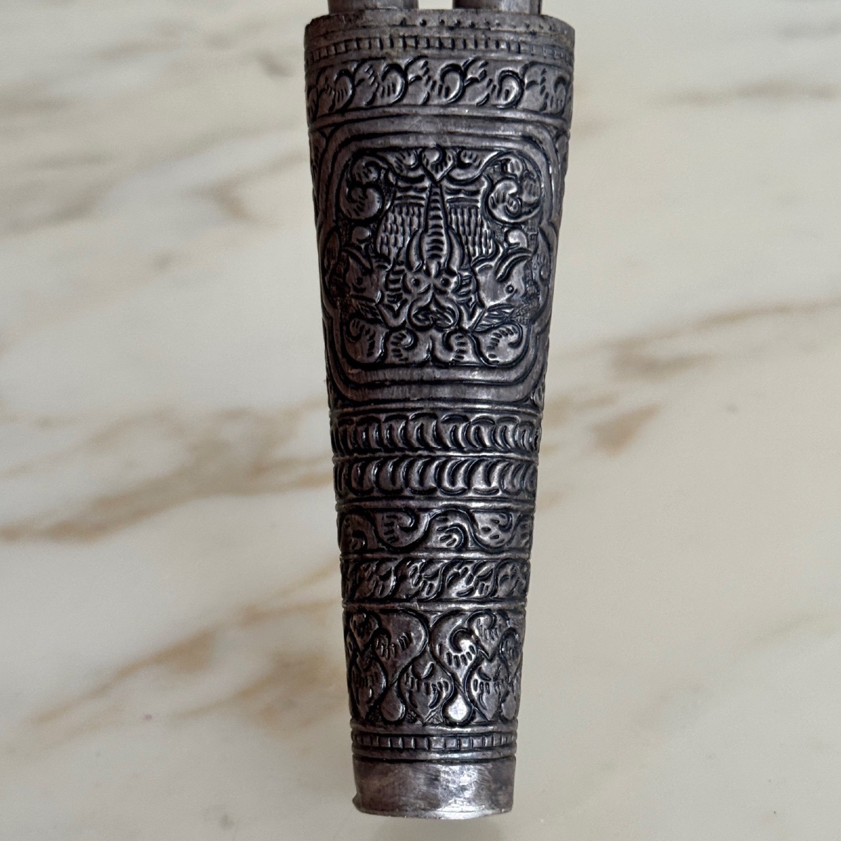 Double couteau en argent Laos Thaïlande-photo-3