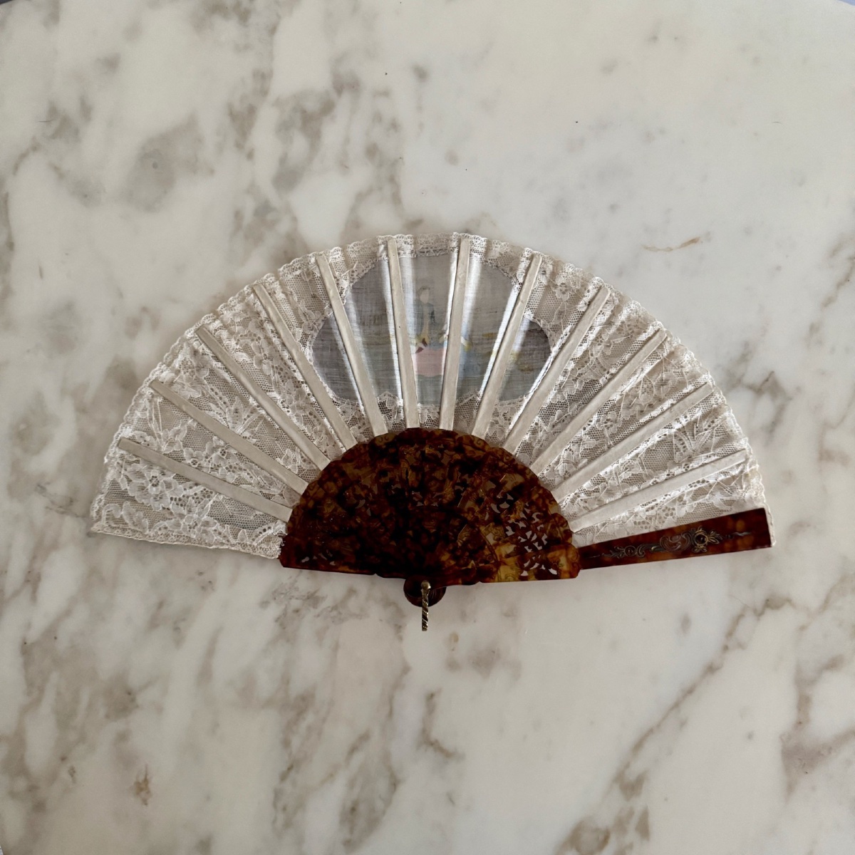 Éventail décor romantique peint dentelle-photo-4