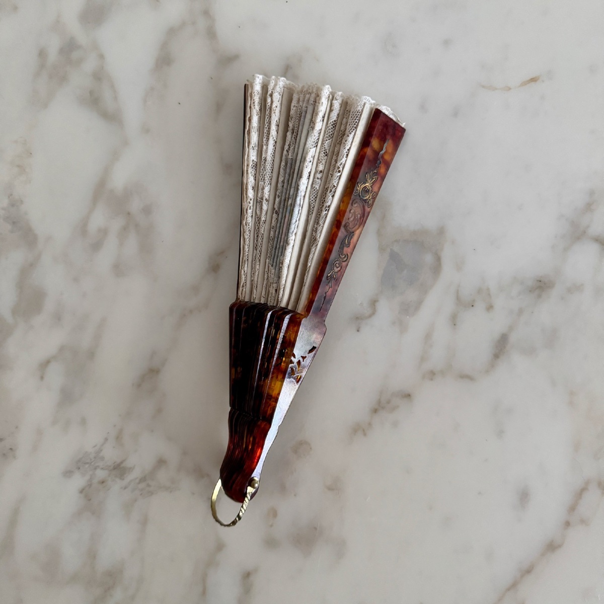 Éventail décor romantique peint dentelle-photo-2