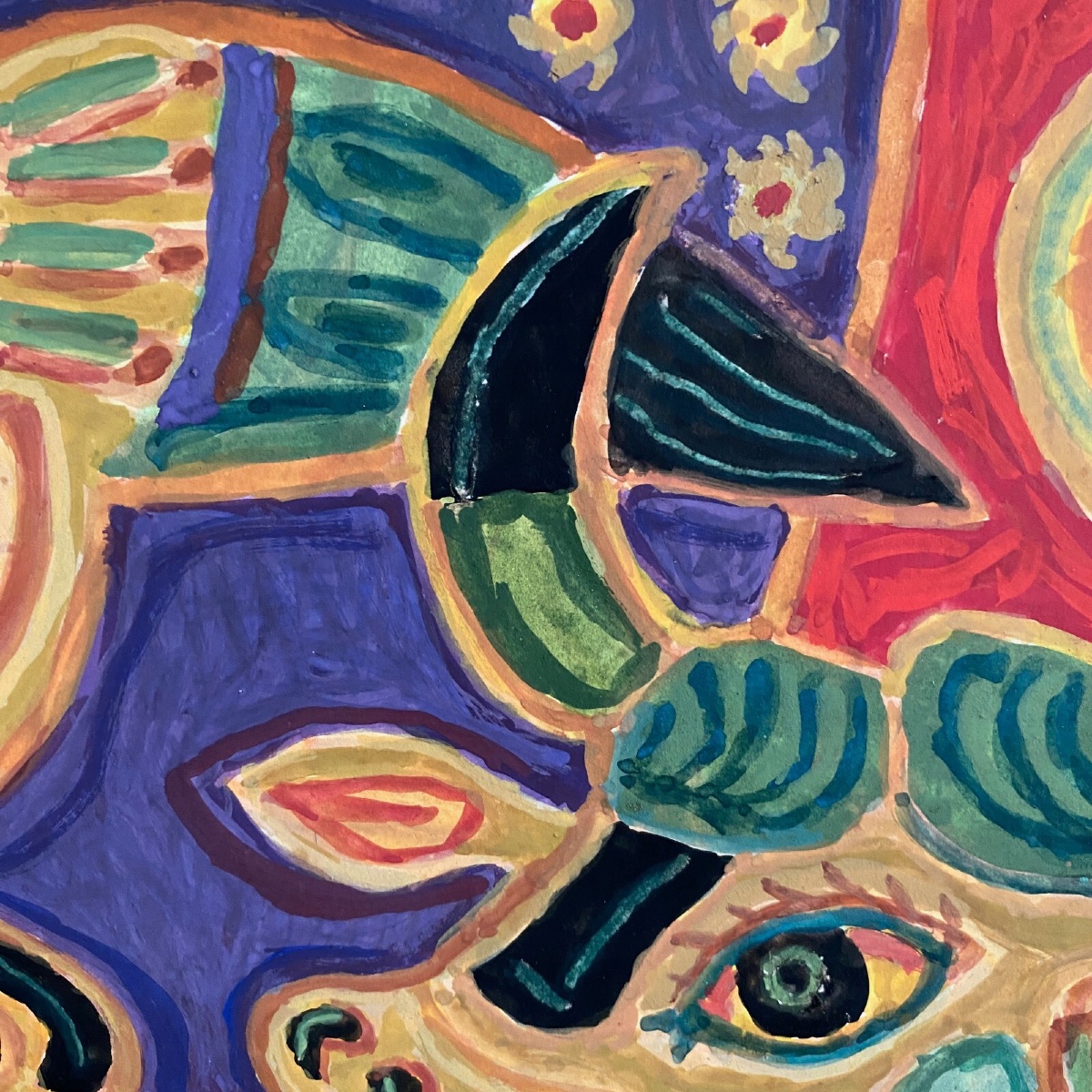 Gouache composition moderne par M. Debiève animaux XXe-photo-4