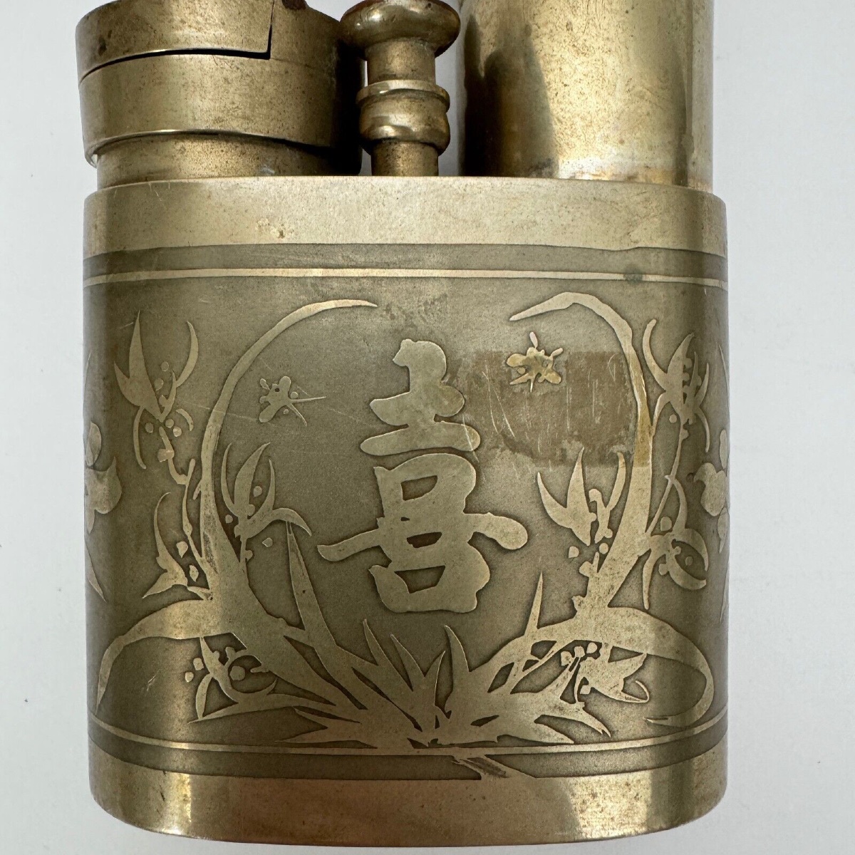 Pipe chinoise fin XIXe rehaussée de décors végétaux-photo-4