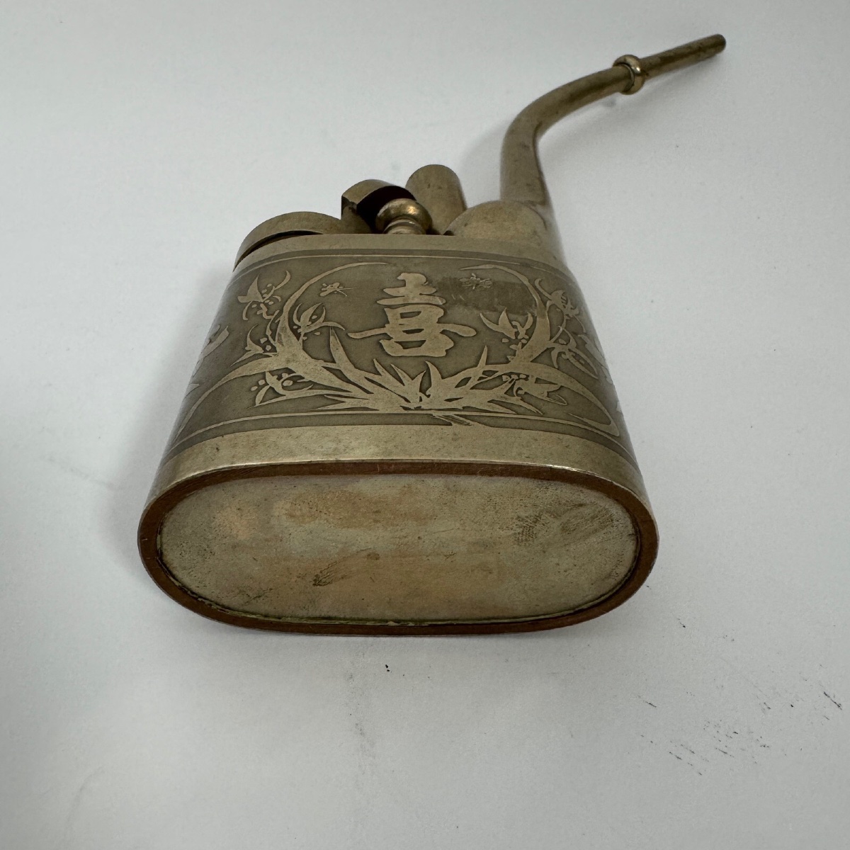 Pipe chinoise fin XIXe rehaussée de décors végétaux-photo-6