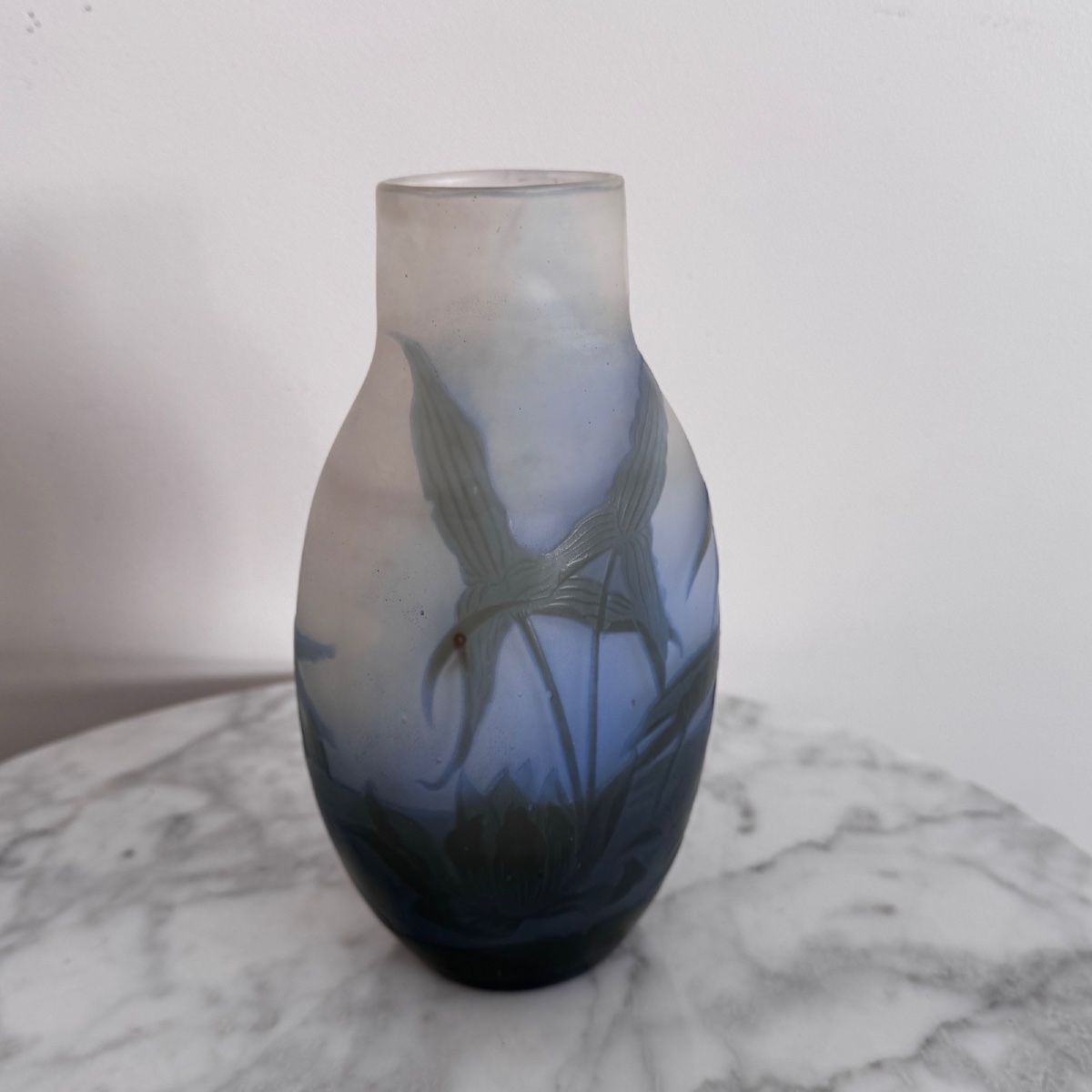Art Nouveau Vase By Gallé In Acid-etched Glass Paste With Vegetation-photo-2