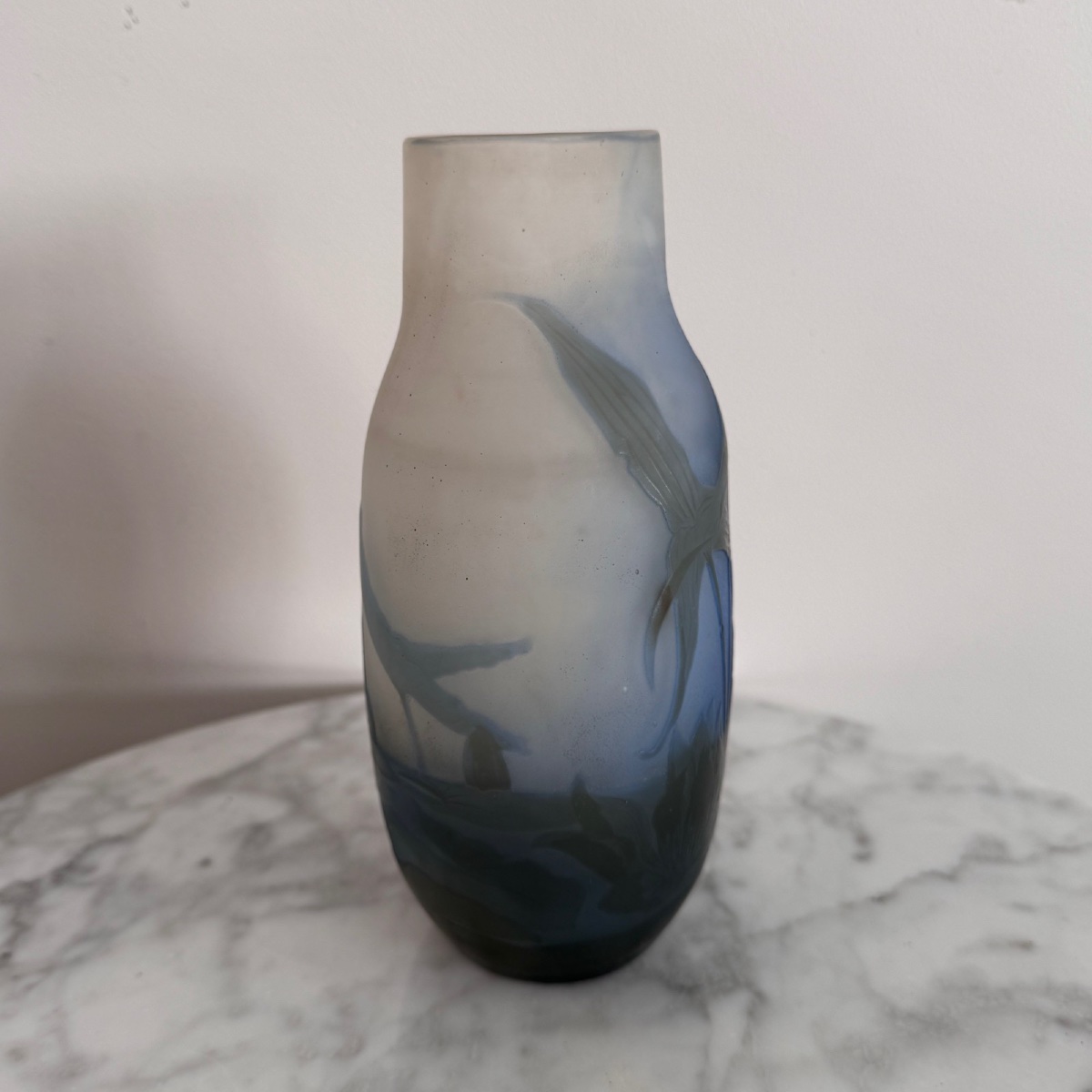 Art Nouveau Vase By Gallé In Acid-etched Glass Paste With Vegetation-photo-3