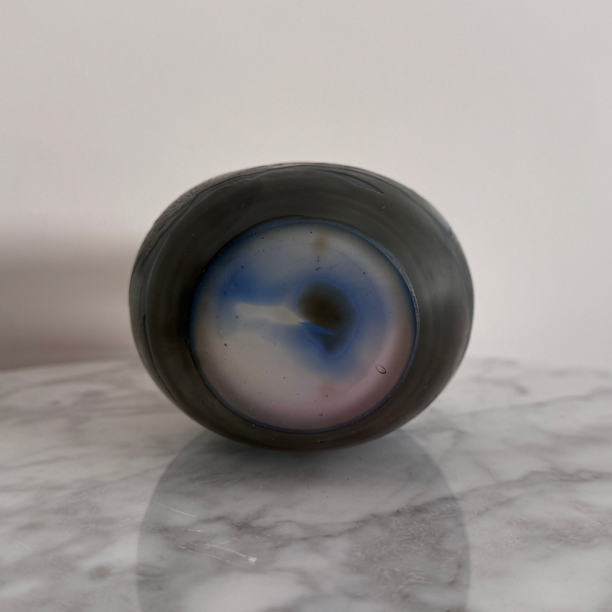 Art Nouveau Vase By Gallé In Acid-etched Glass Paste With Vegetation-photo-2