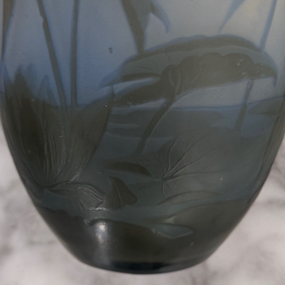 Art Nouveau Vase By Gallé In Acid-etched Glass Paste With Vegetation-photo-6
