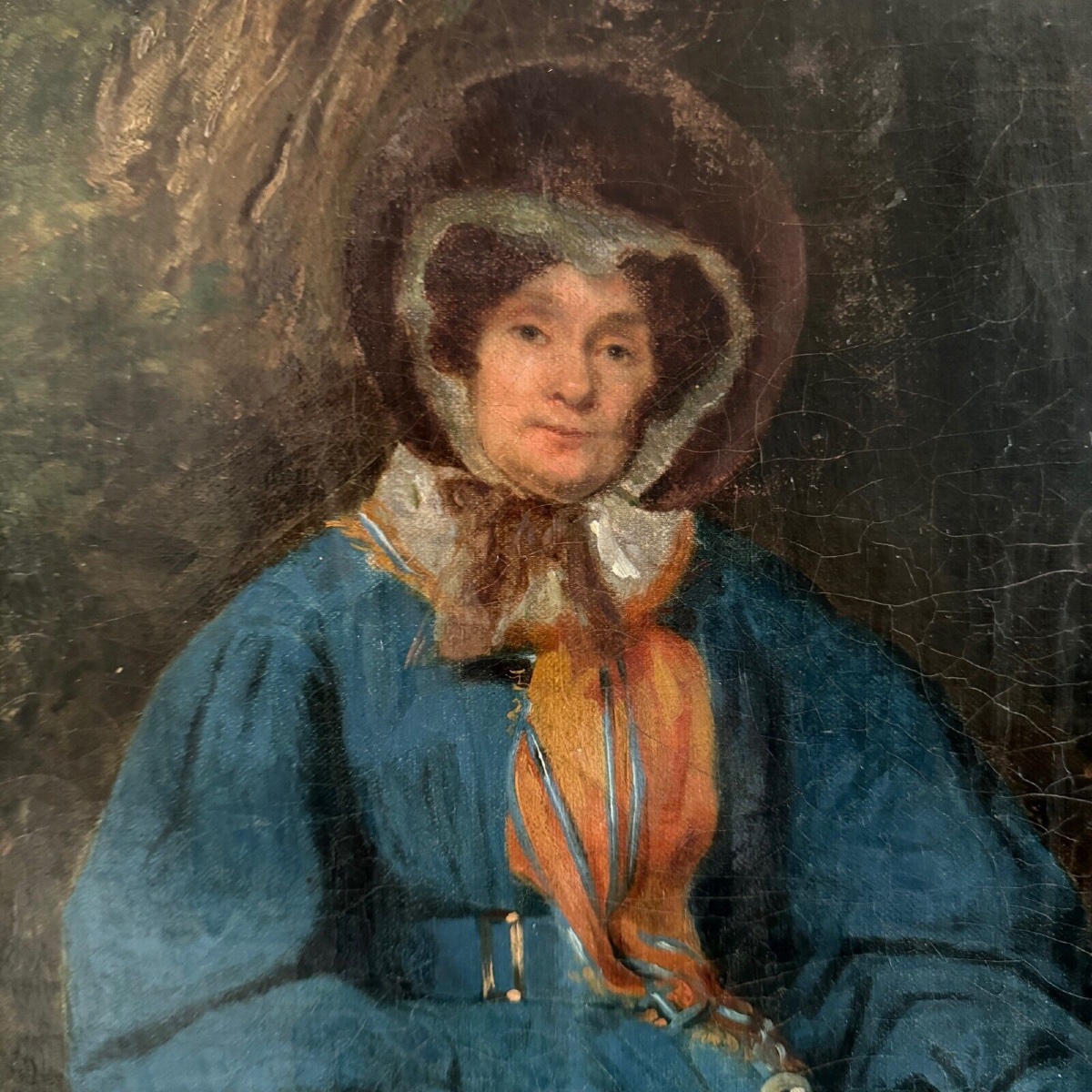 Oil On Canvas, Woman With A Parasol In A Wooded Area, 19th Century-photo-4