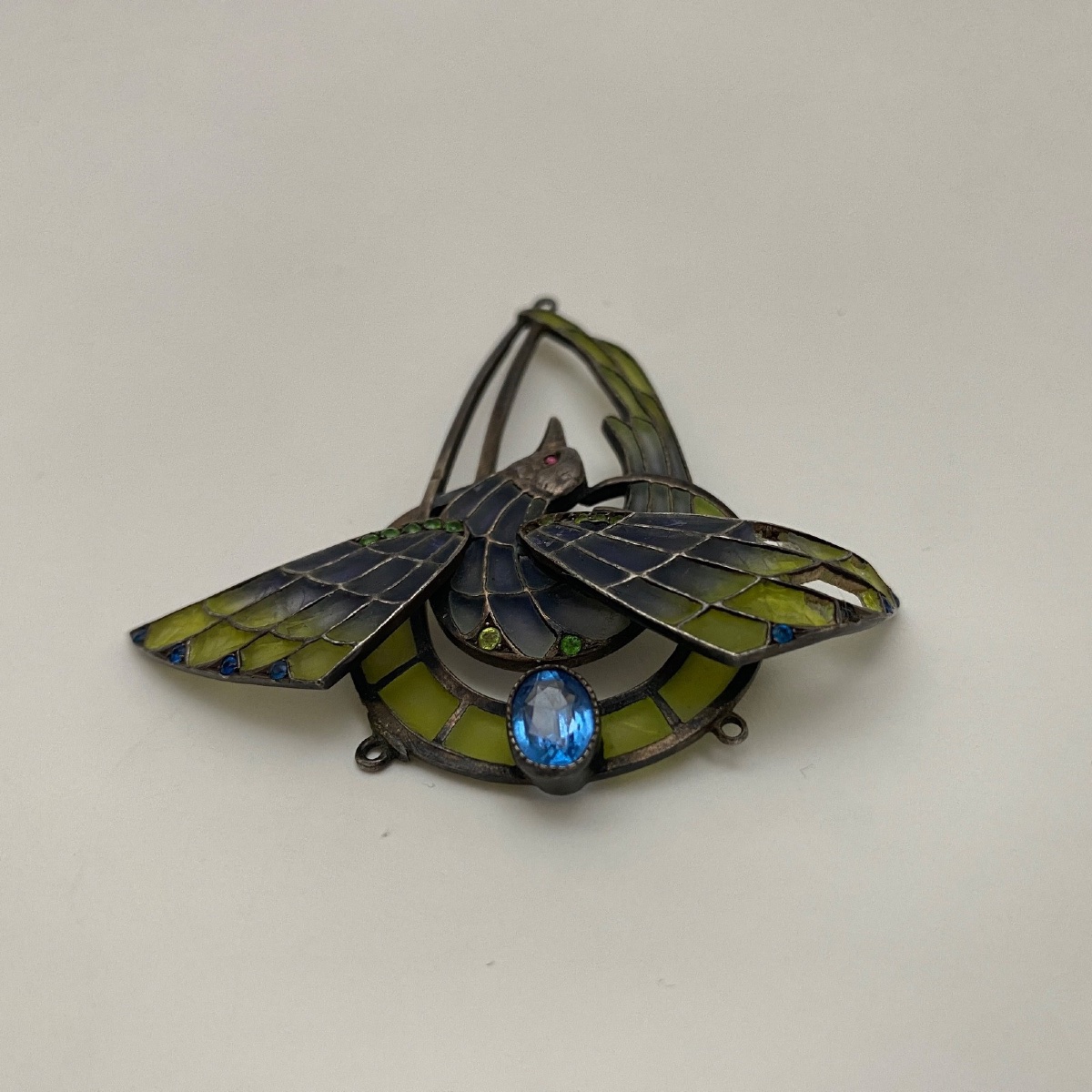 Broche décor d'aigle tenant une perle de culture 1900 Art Nouveau-photo-4