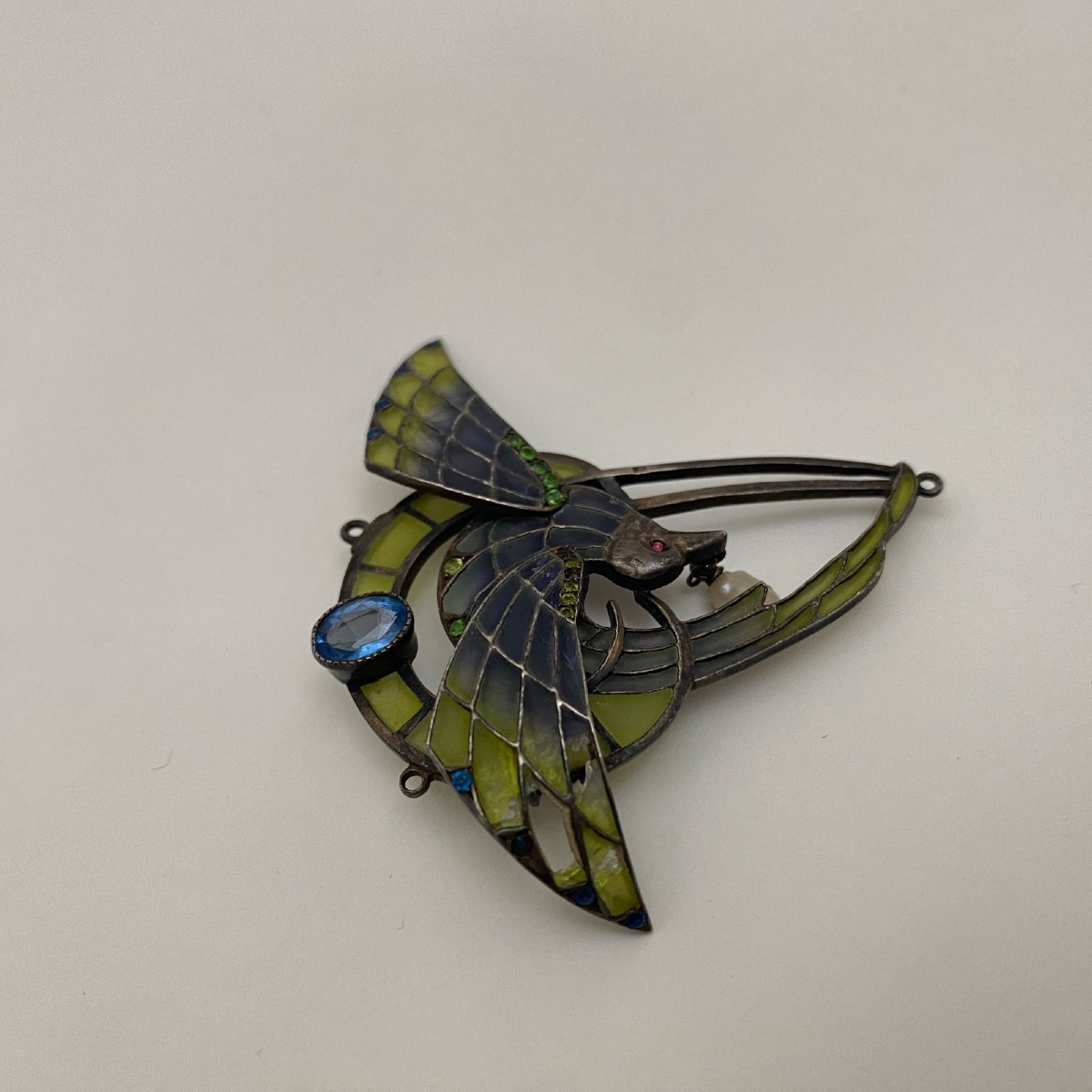 Broche décor d'aigle tenant une perle de culture 1900 Art Nouveau-photo-1