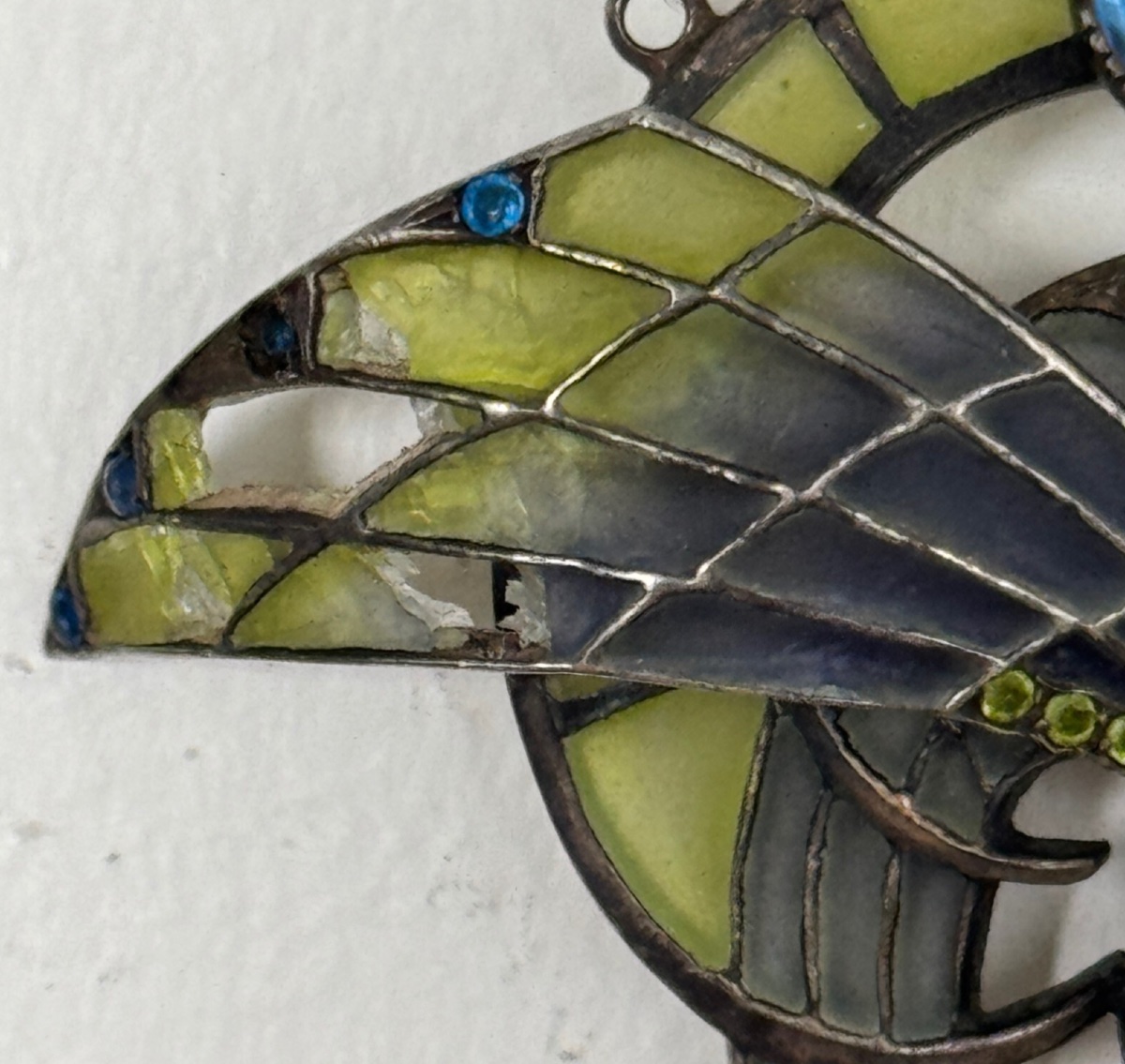 Broche décor d'aigle tenant une perle de culture 1900 Art Nouveau-photo-7