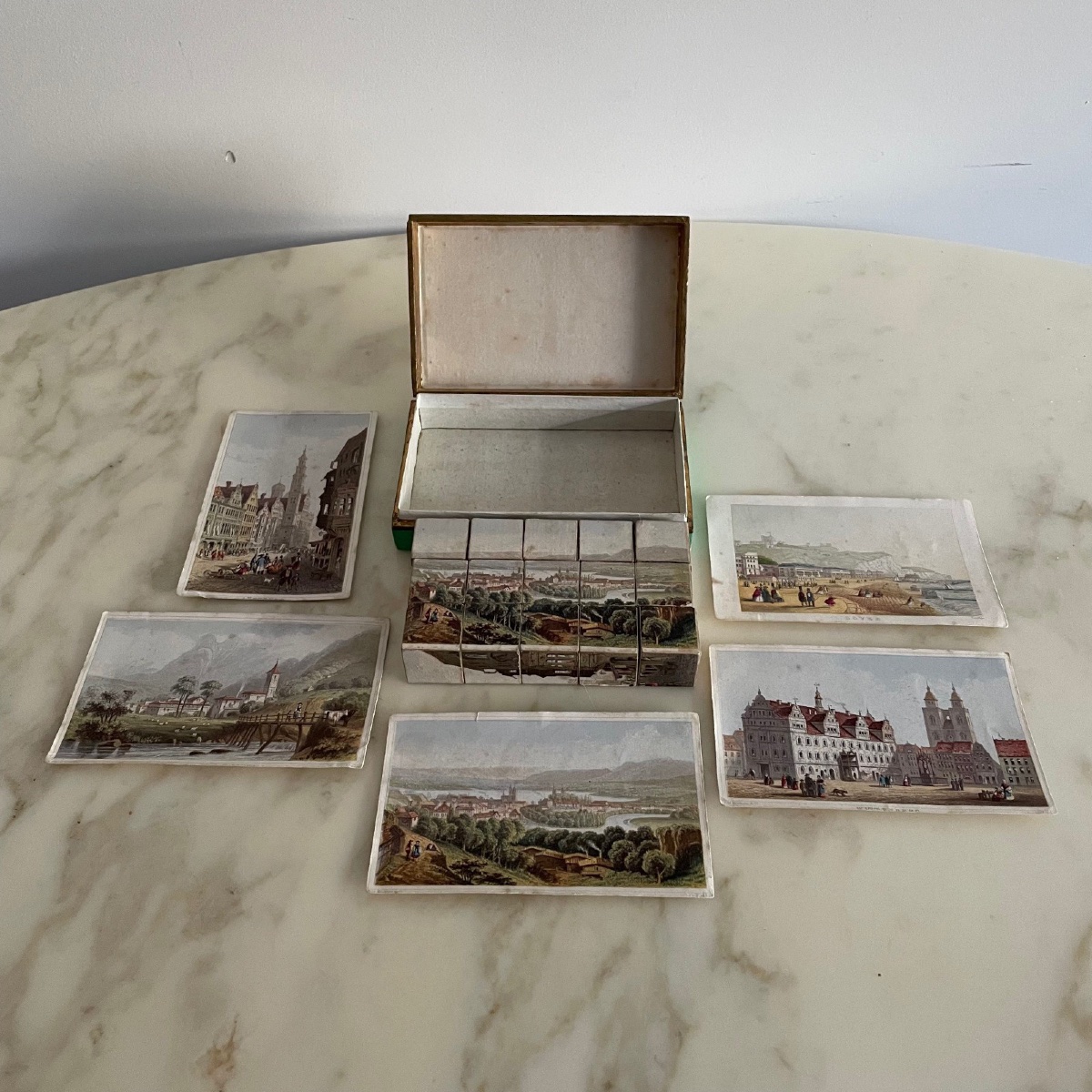 Boite à cubes lithographiés puzzles représentant Pragues XIXe en 6 vues-photo-4