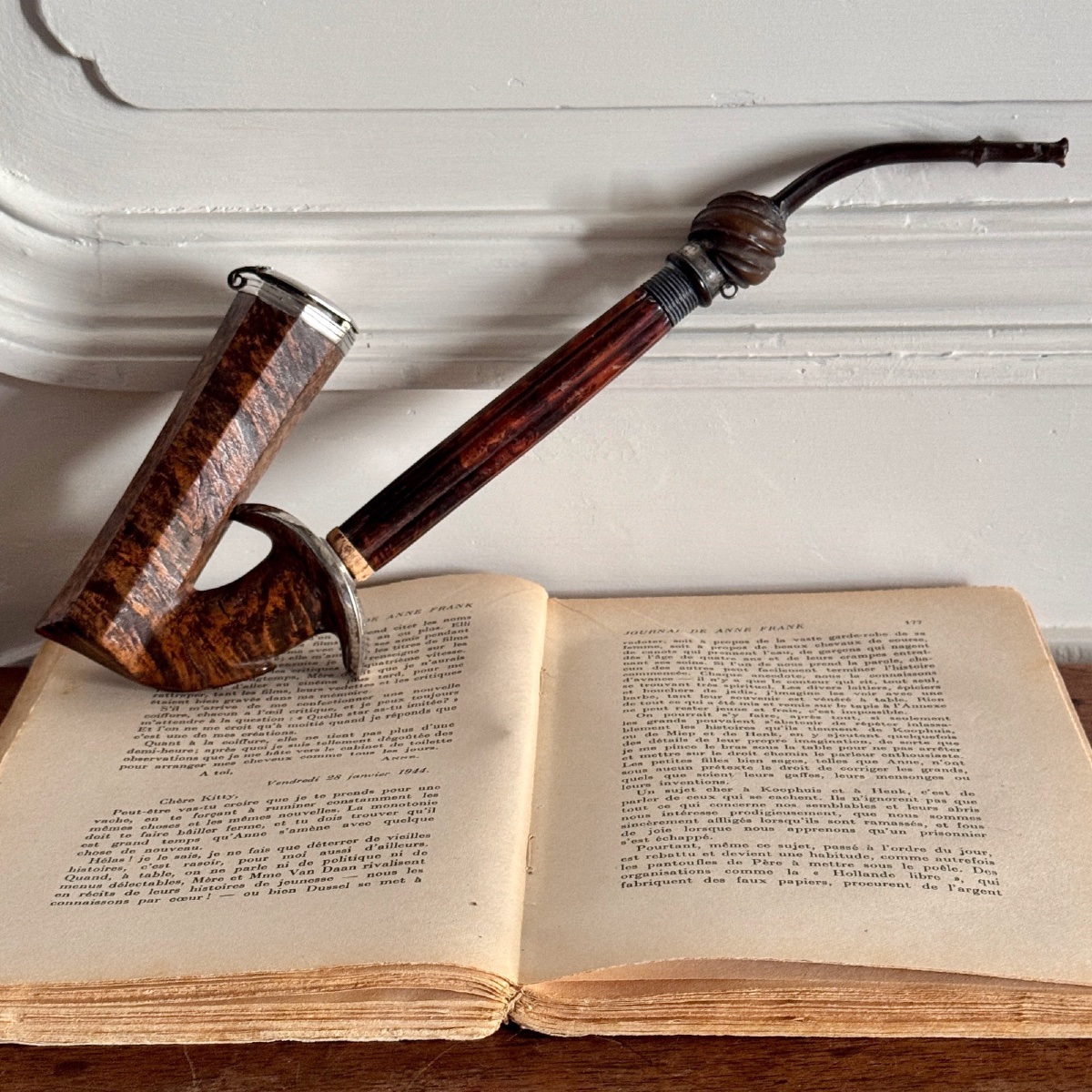 Pipe XIXe en thuya et argent-photo-2