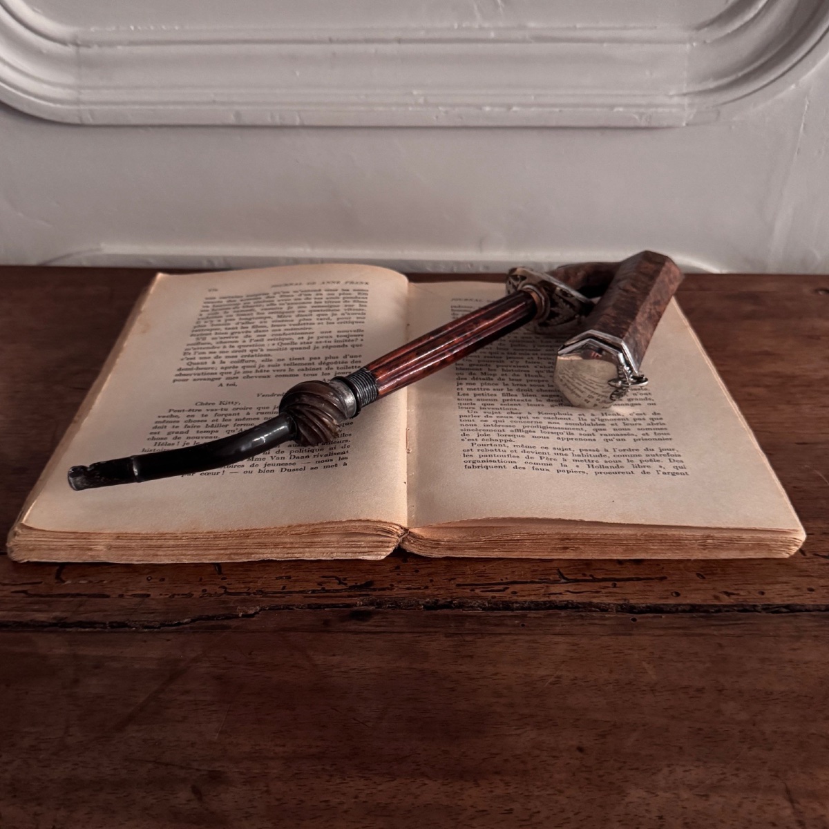 Pipe XIXe en thuya et argent-photo-1