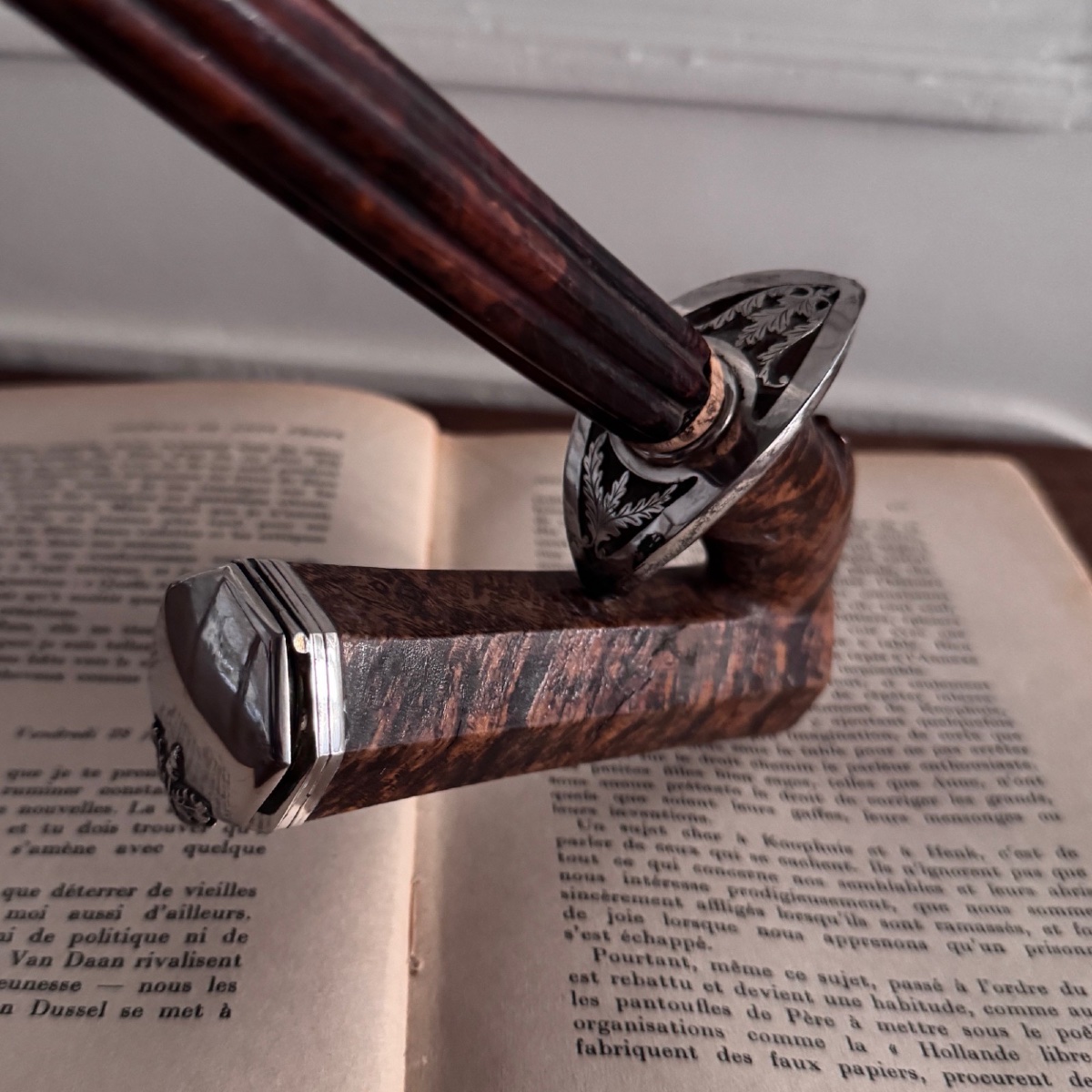 Pipe XIXe en thuya et argent-photo-2