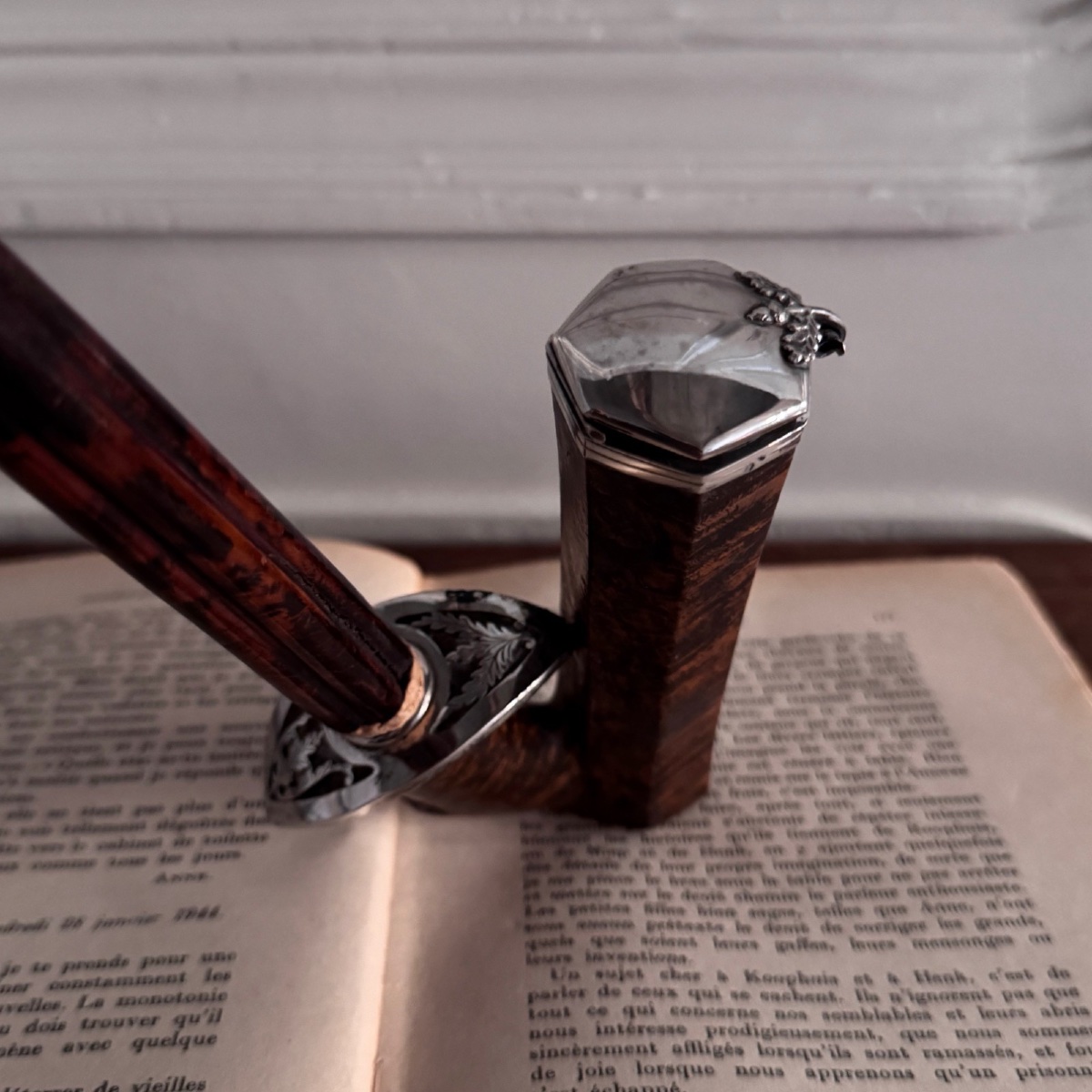 Pipe XIXe en thuya et argent-photo-3