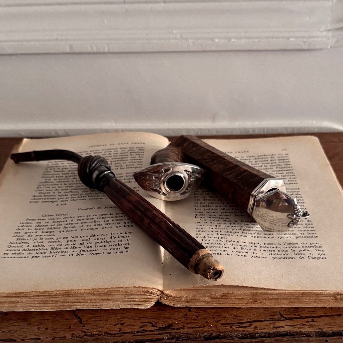 Pipe XIXe en thuya et argent-photo-4