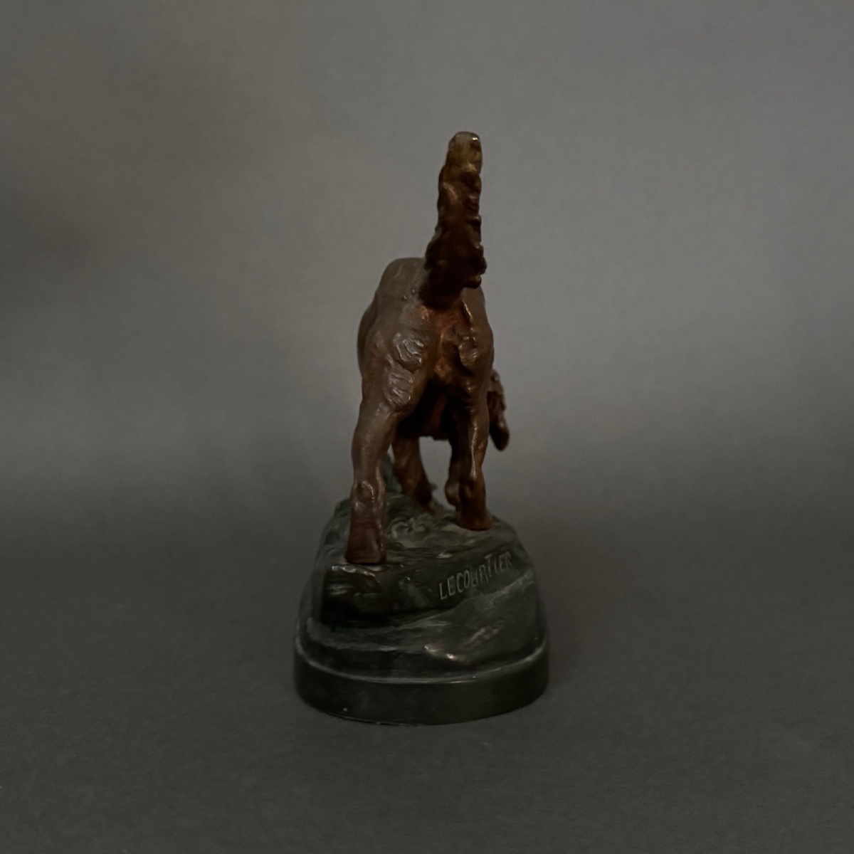19th-century Bronze Hunting Dog With Double Patina By Prosper Lecourtier-photo-4