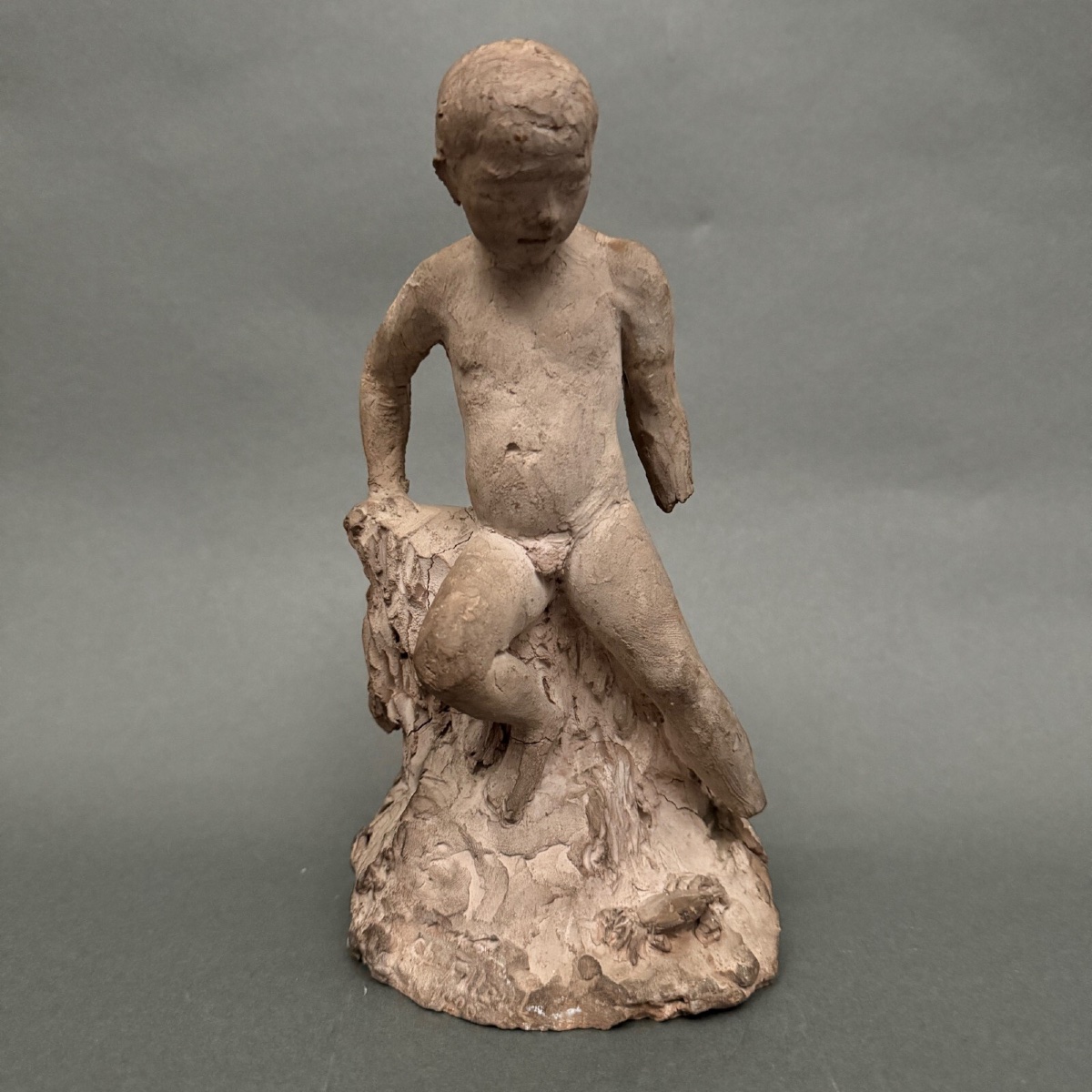 Sculpture d'atelier par Charles Filleul jeune homme en terre cuite-photo-2