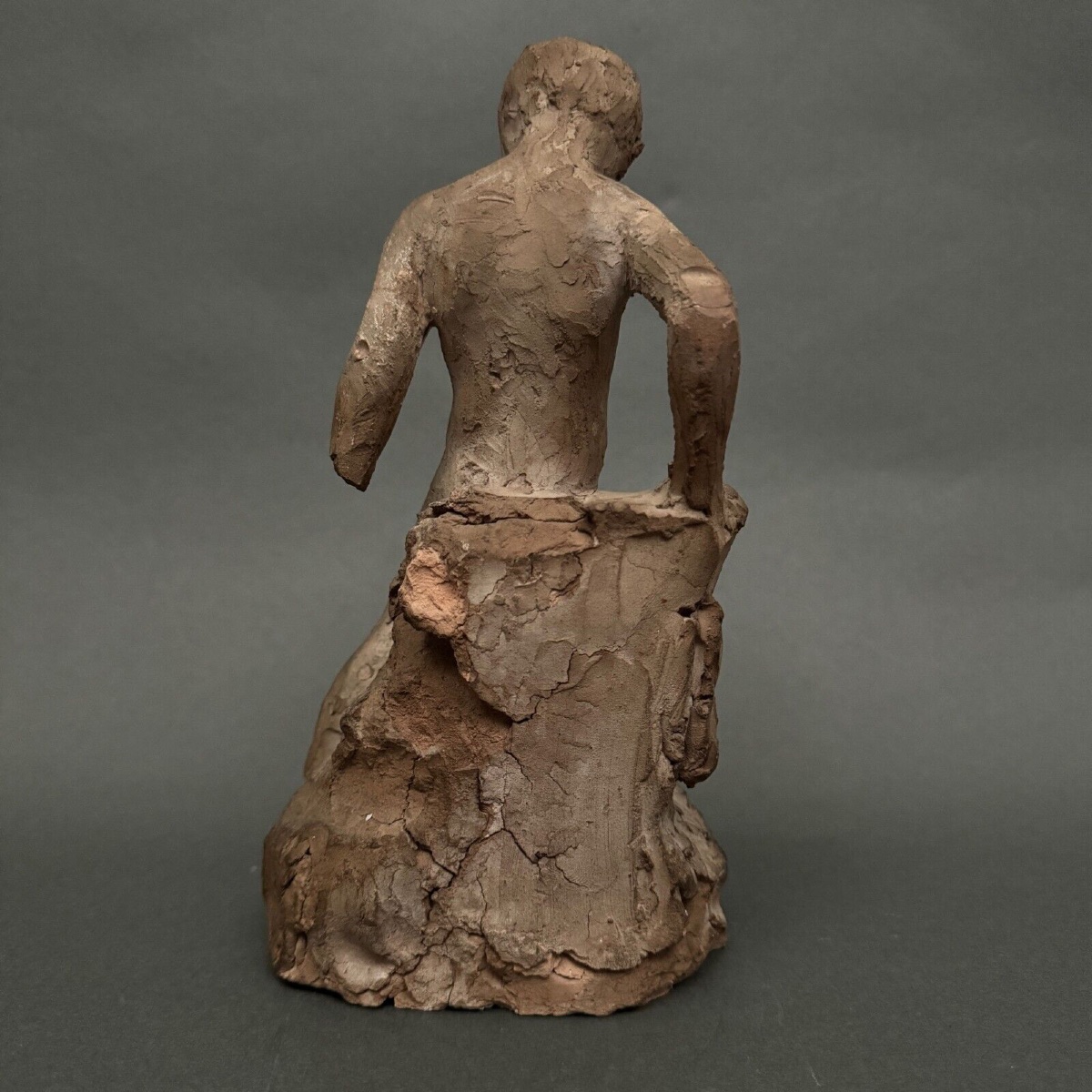 Sculpture d'atelier par Charles Filleul jeune homme en terre cuite-photo-3