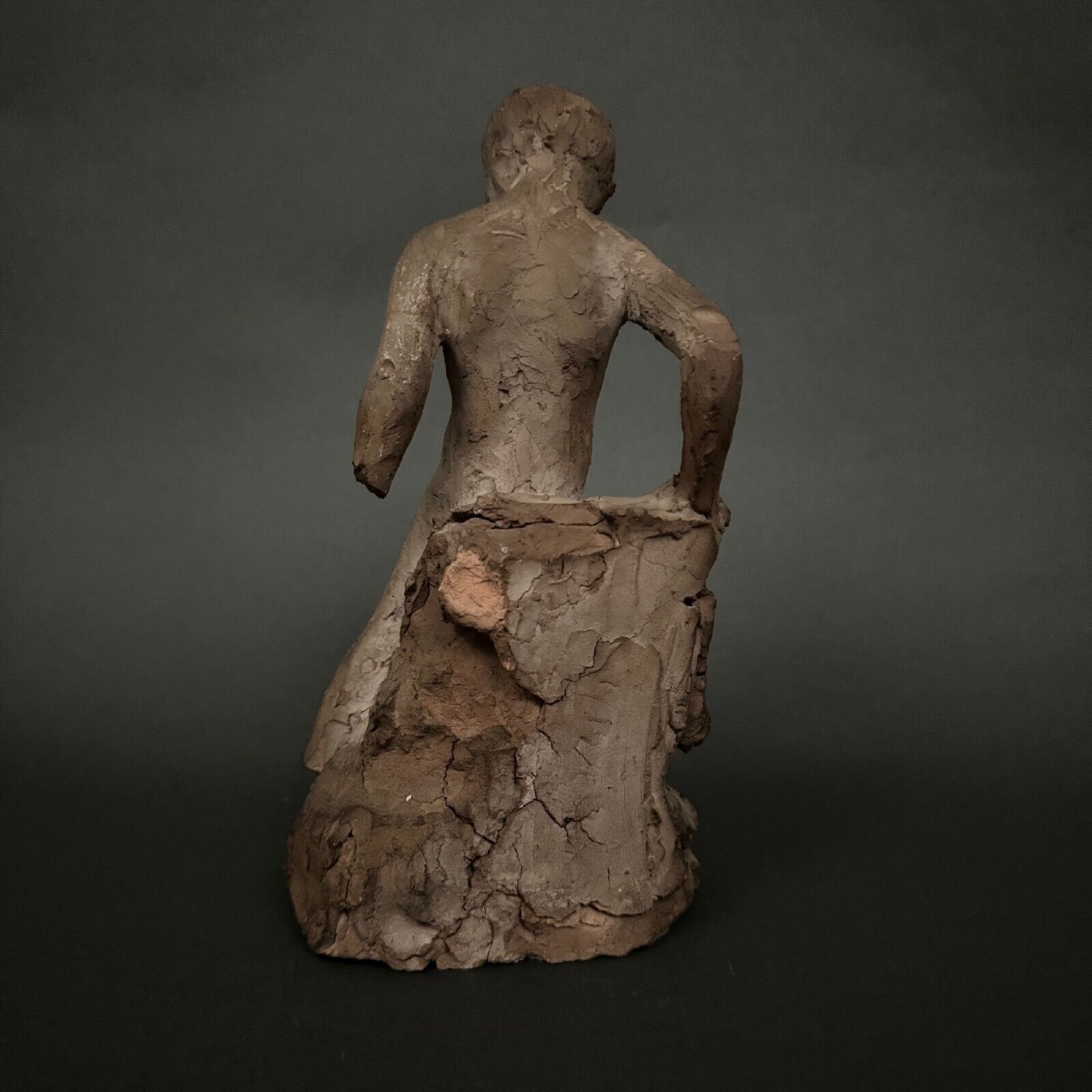 Sculpture d'atelier par Charles Filleul jeune homme en terre cuite-photo-2