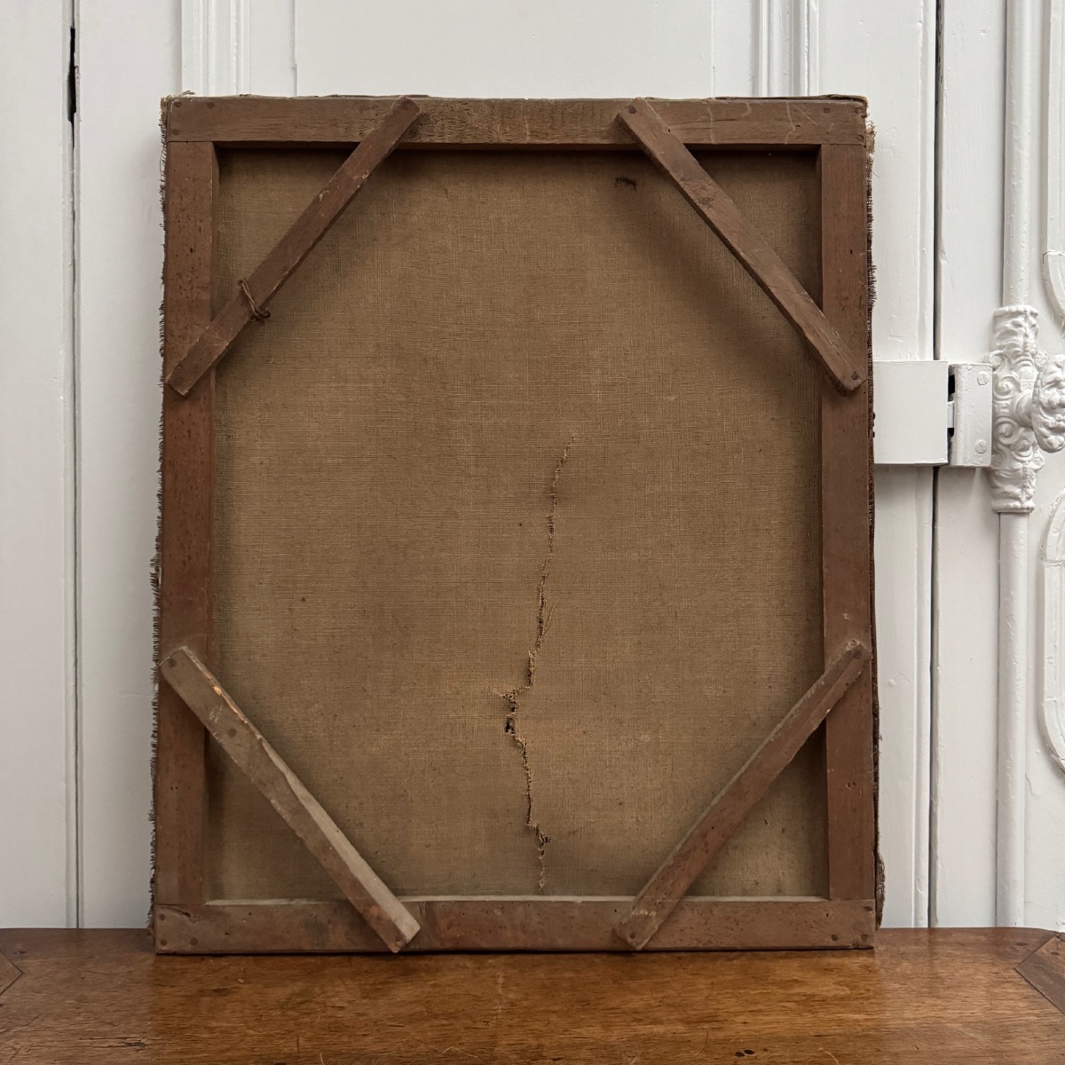 Huile sur toile portrait de femme à la coiffe milieu XIXe-photo-2