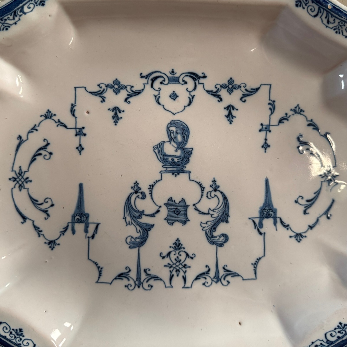 Plat ovale en faïence de Moustiers camaïeu bleu-photo-3