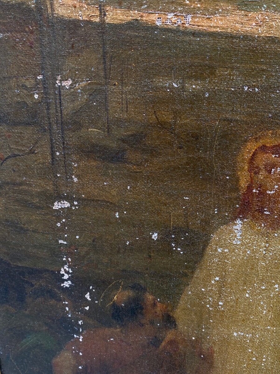 Huile sur toile représentation du Christ surréalisme début XXe palmettes-photo-4