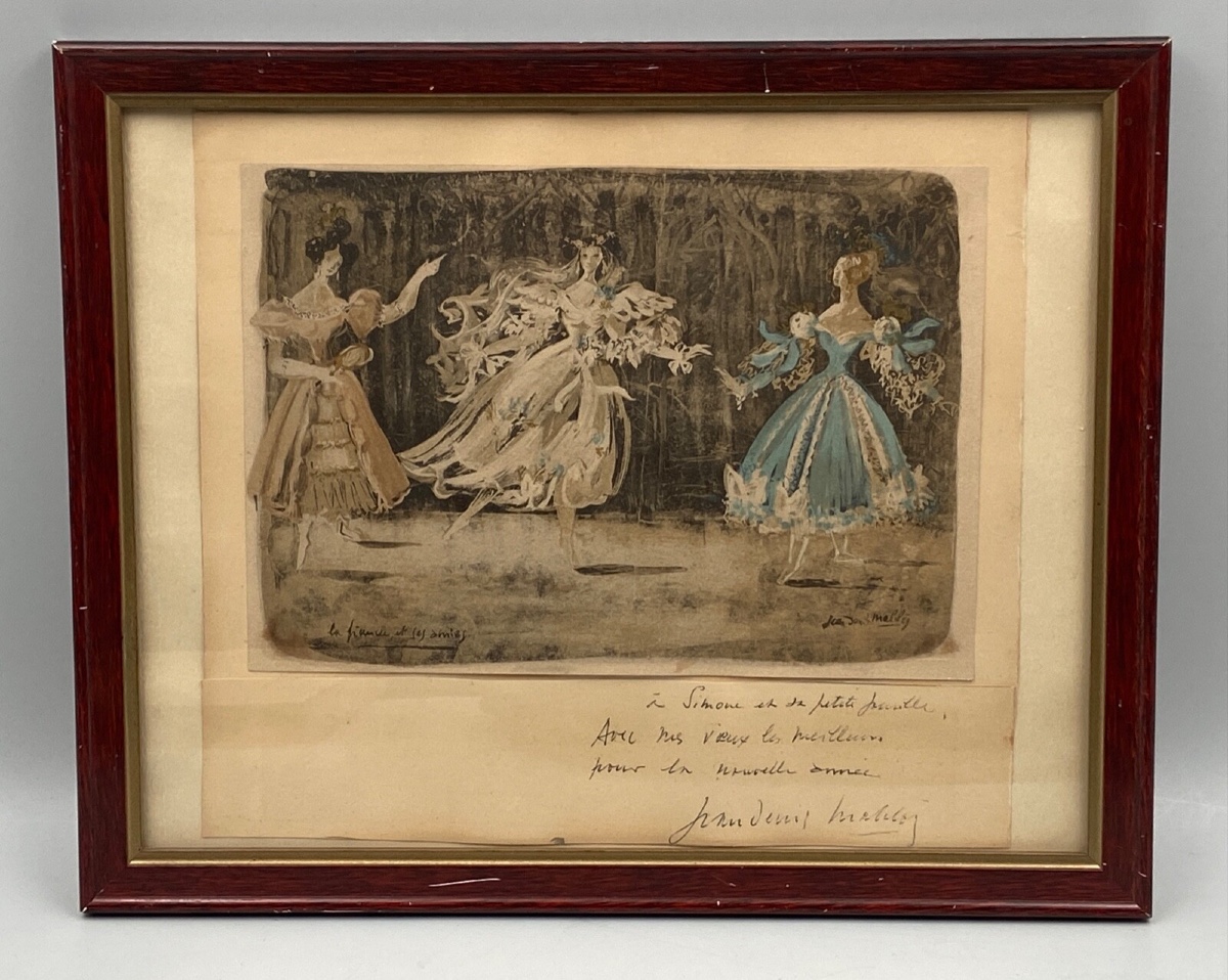 Lithographie en couleur par Jean-Denis Malclès La Fiancée et ses Amies