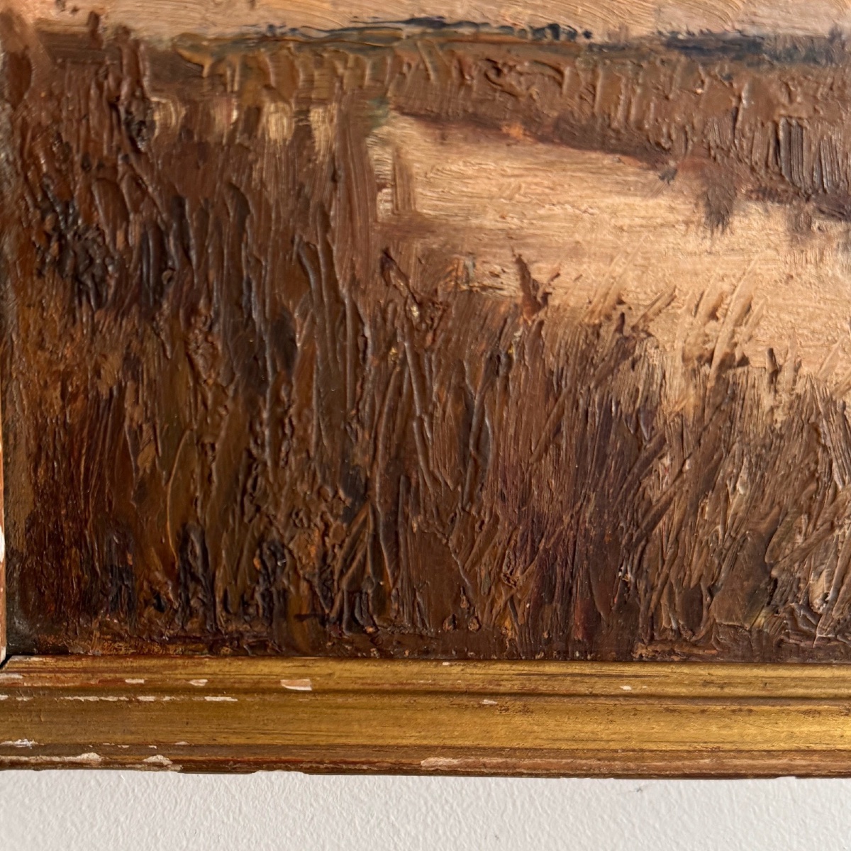 Huile sur panneau pêcheur dans un marais impressionnisme début XXe-photo-3