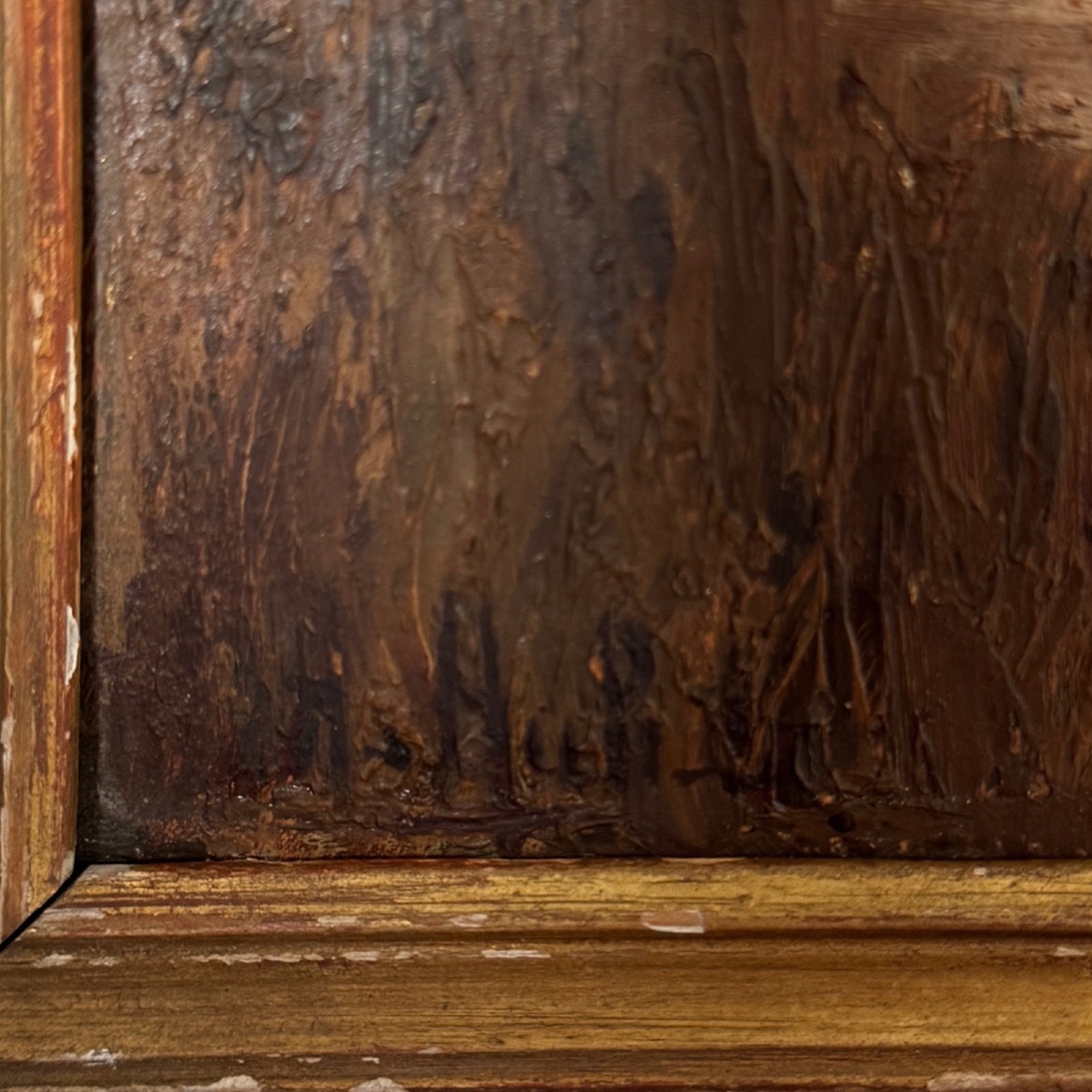 Huile sur panneau pêcheur dans un marais impressionnisme début XXe-photo-2