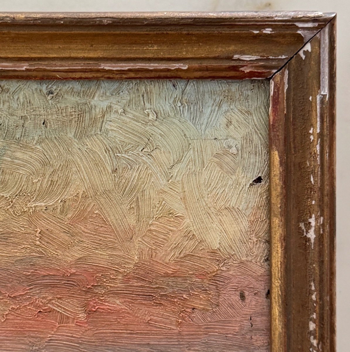 Huile sur panneau pêcheur dans un marais impressionnisme début XXe-photo-3