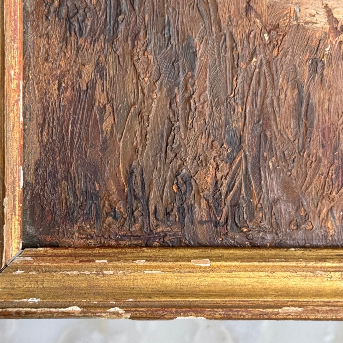 Huile sur panneau pêcheur dans un marais impressionnisme début XXe-photo-5