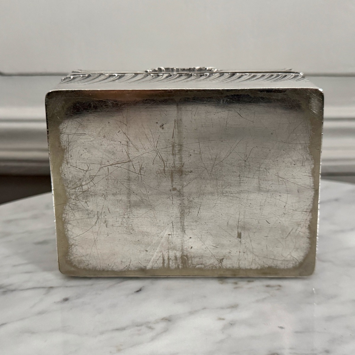 Boite en métal argenté style rocaille XIXe décor de coquille-photo-6