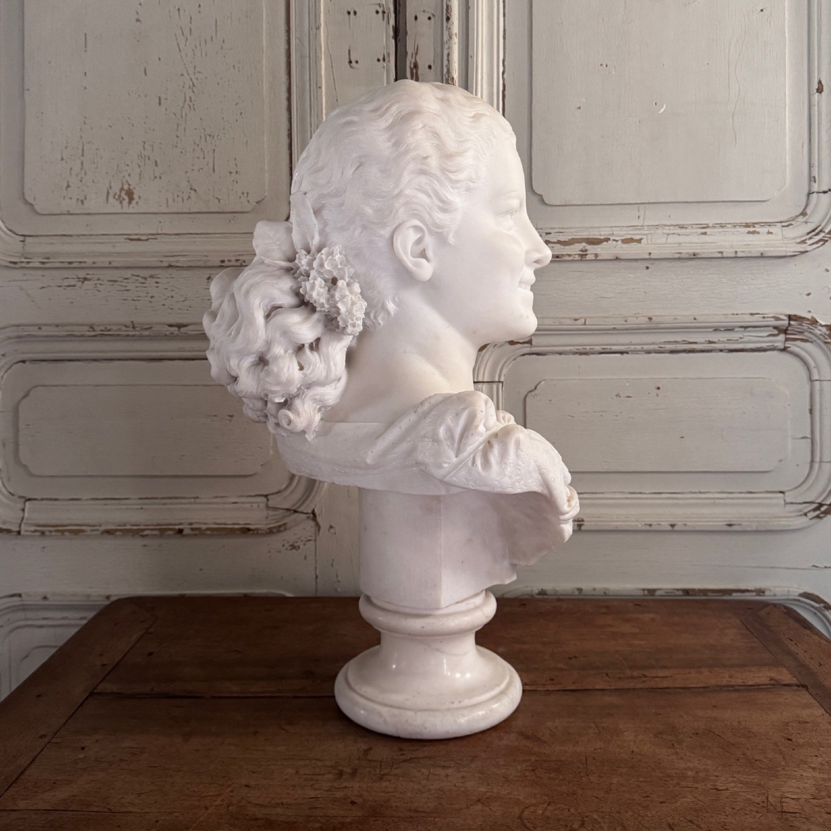 Buste en marbre par Antonio Giovanni Lanzirotti intitulé Le Lilas-photo-4