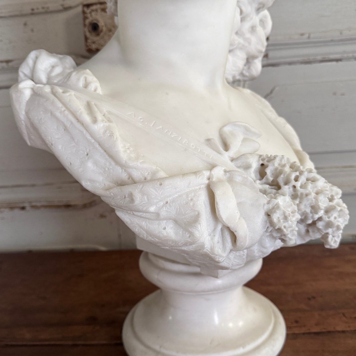 Buste en marbre par Antonio Giovanni Lanzirotti intitulé Le Lilas-photo-5