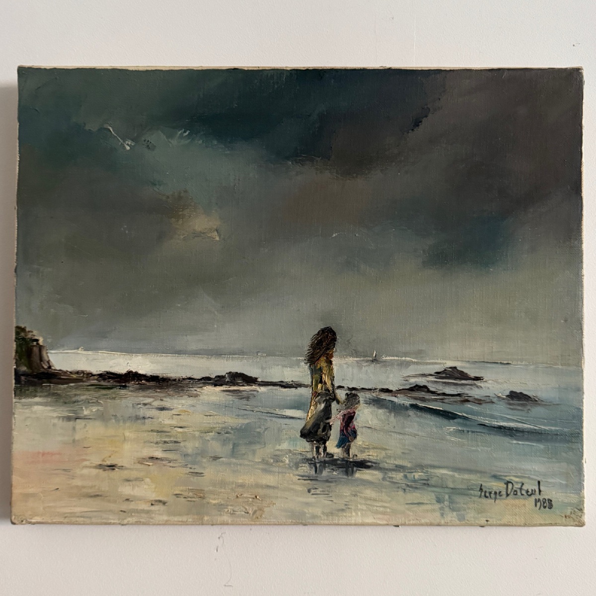 Oil On Canvas, Surreal Landscape By Serge Doceul, 1988. Complicity-photo-2