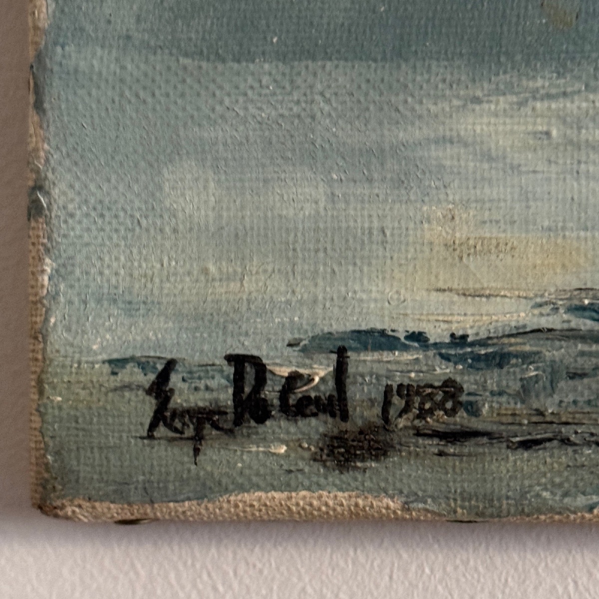 Huile sur toile Les Crinières par Serge Doceul cavalier au bateau 1988-photo-3