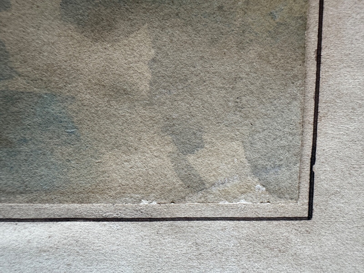 Aquarelle sur papier XIXe par Frédéric Legrip représentant bord de canal-photo-6
