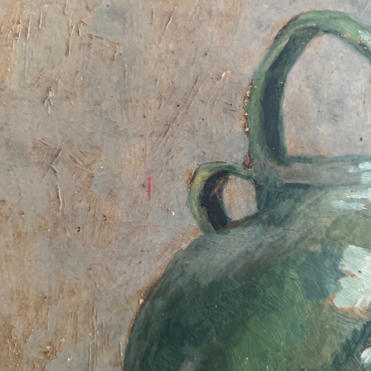 Oil On Cardboard, Still Life With A Jug, By M. Reppere, 20th Century-photo-1